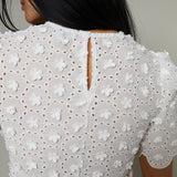 Axel Textured Floral Scalloped Top