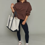 Hannah Oversized Fleece Henley Sweatshirt - Chocolate