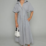 Molly Striped Button Down Midi Dress