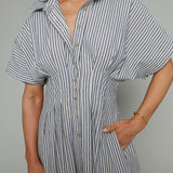 Molly Striped Button Down Midi Dress