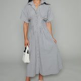 Molly Striped Button Down Midi Dress