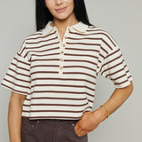 Corey Striped Polo Shirt - Brown