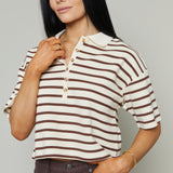 Corey Striped Polo Shirt - Brown