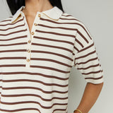 Corey Striped Polo Shirt - Brown