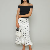 Josilyn Polka Dot Midi Slip Skirt