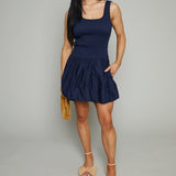 Karly Navy Smocked Mini Dress