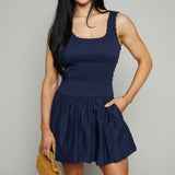 Karly Navy Smocked Mini Dress