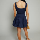Karly Navy Smocked Mini Dress