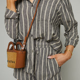 Twyla Striped Linen Button Down - Black