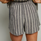 Magnolia Linen Striped Short - Black