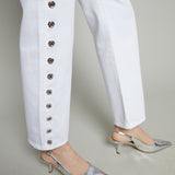 Kirby Bowed Straight Leg Grommet Jeans - Vivid White