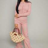 Alenna Fitted Smocked Gingham Top