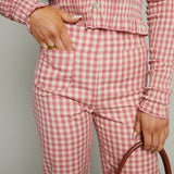 Nilsa Gingham Ruffled Pants - Pink