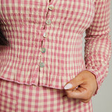 Alenna Fitted Smocked Gingham Top