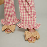 Nilsa Gingham Ruffled Pants - Pink