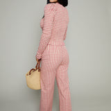 Nilsa Gingham Ruffled Pants - Pink