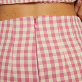 Nilsa Gingham Ruffled Pants - Pink