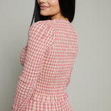 Alenna Fitted Smocked Gingham Top