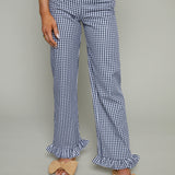 Nilsa Gingham Ruffled Pants - Navy