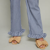 Nilsa Gingham Ruffled Pants - Navy