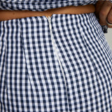 Nilsa Gingham Ruffled Pants - Navy
