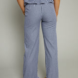 Nilsa Gingham Ruffled Pants - Navy
