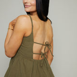 Lena Bow Trim Peplum Top - Olive