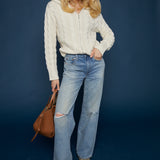 Jessie Cable Knit Zip Up Cardigan
