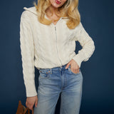 Jessie Cable Knit Zip Up Cardigan