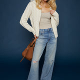 Jessie Cable Knit Zip Up Cardigan