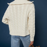 Jessie Cable Knit Zip Up Cardigan