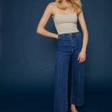 Lana Ankle Pintuck High Rise Wide Leg Jean - Country Club