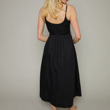 Sienna Contrast Bow Detail Midi Dress - Black