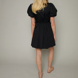 Lydia Bow Front Poplin Mini Dress - Black