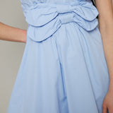 Lydia Bow Front Poplin Mini Dress - Light Blue