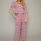 Audrey Embroidered Gingham Pants