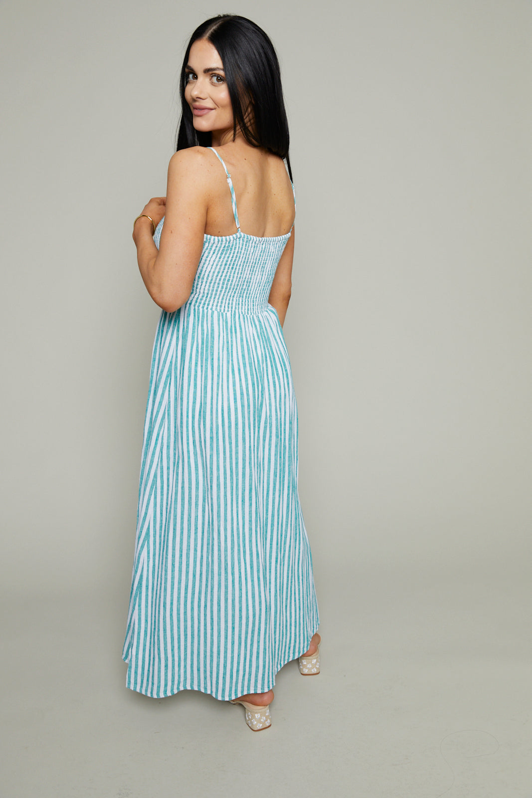 Keller Striped Linen Maxi Dress