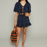 Donna Pleated Ruffle Mini Skirt