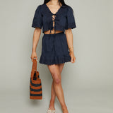 Donna Pleated Ruffle Mini Skirt