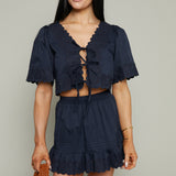 Donna Pleated Ruffle Mini Skirt