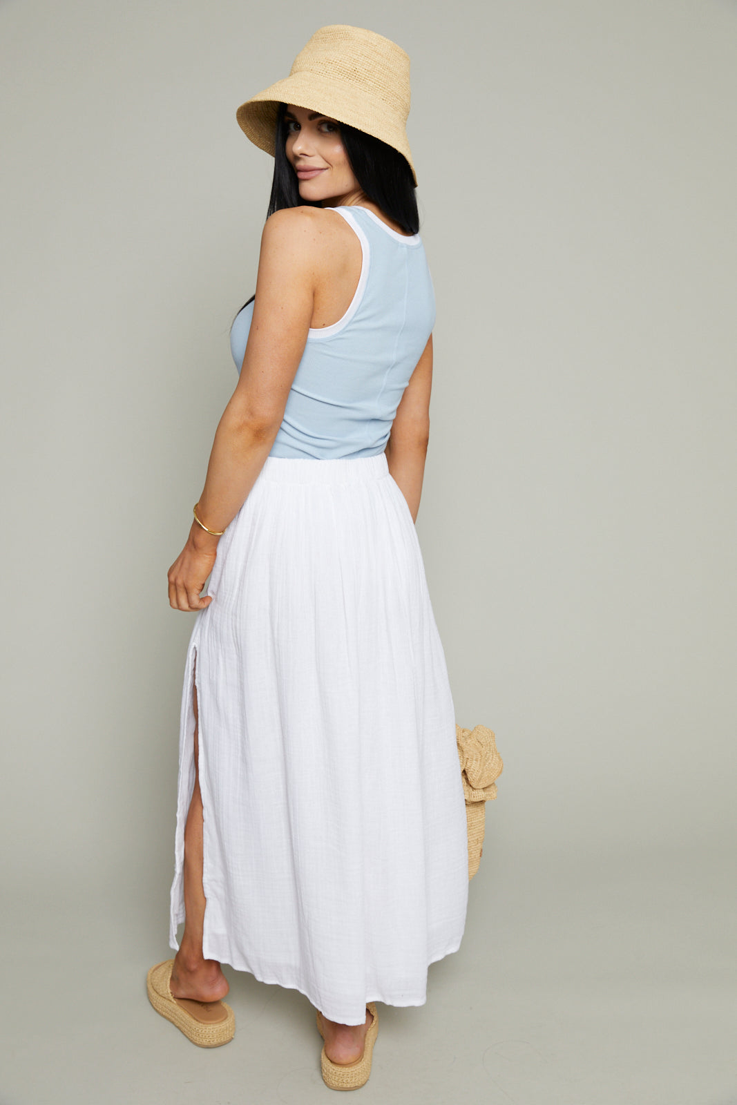 Halley Airy Gauze Midi Skirt