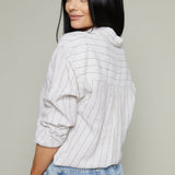 Paige Striped Linen Button Up Top