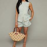 Hollis Floral Embroidered Gingham Shorts