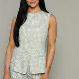 Arden Floral Embroidered Gingham Vest