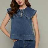 Chantelle Ruffle Collar Denim Top