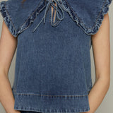 Chantelle Ruffle Collar Denim Top