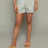 Hollis Floral Embroidered Gingham Shorts