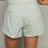 Hollis Floral Embroidered Gingham Shorts