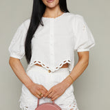 Pia Floral Embroidered Crop Top