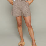 Rosetta Pleated Checkered Shorts